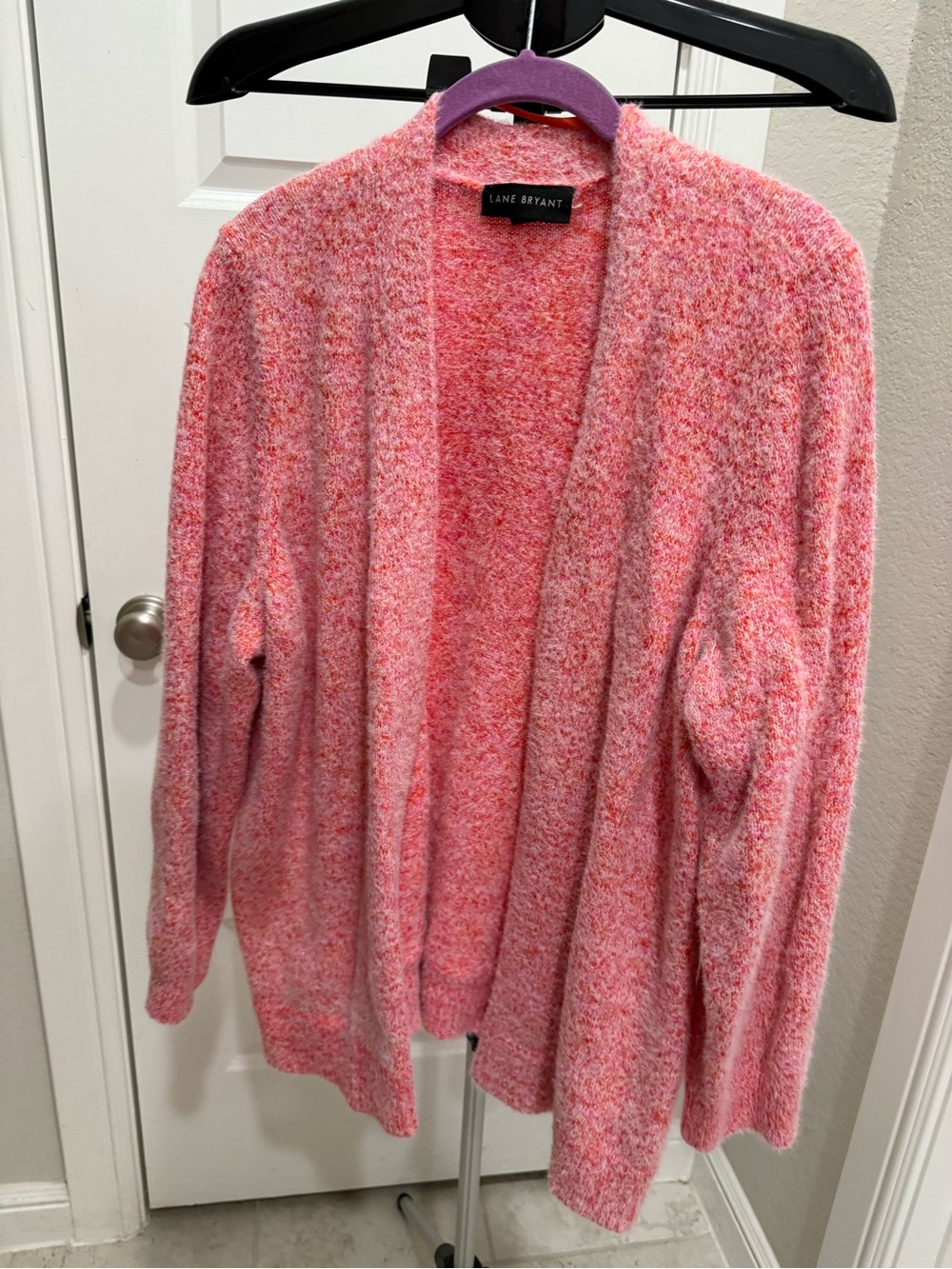 Lane Bryant Pink Open-Front Cozy Cardigan Sweater